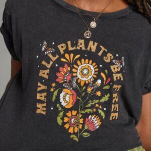 Anthropologie Cris RUIZ -MAY ALL PLANTS BE FREE Gray Cuffed Sleeve- NWT